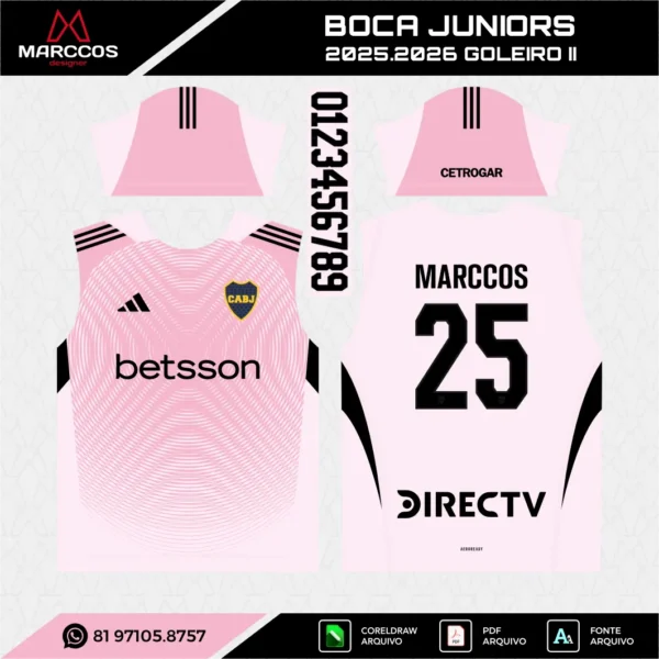 Arte Vetor Camisa Boca Juniors Goleiro 2025.2026