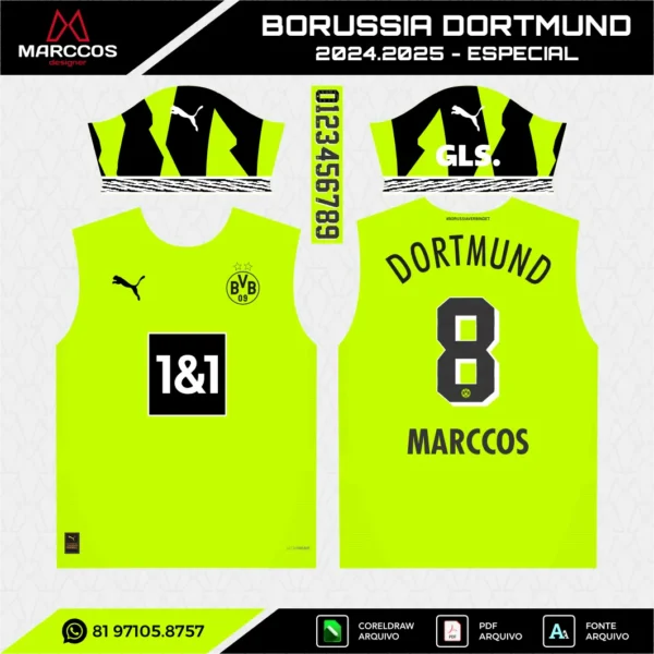 Arte Vetor Camisa Borussia Dortmund Especial 2024.2025