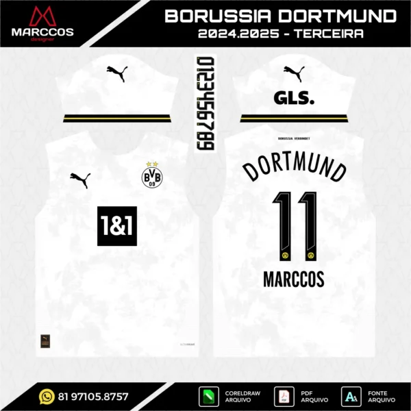 Arte Vetor Terceira Camisa Borussia Dortmund 2024.2025