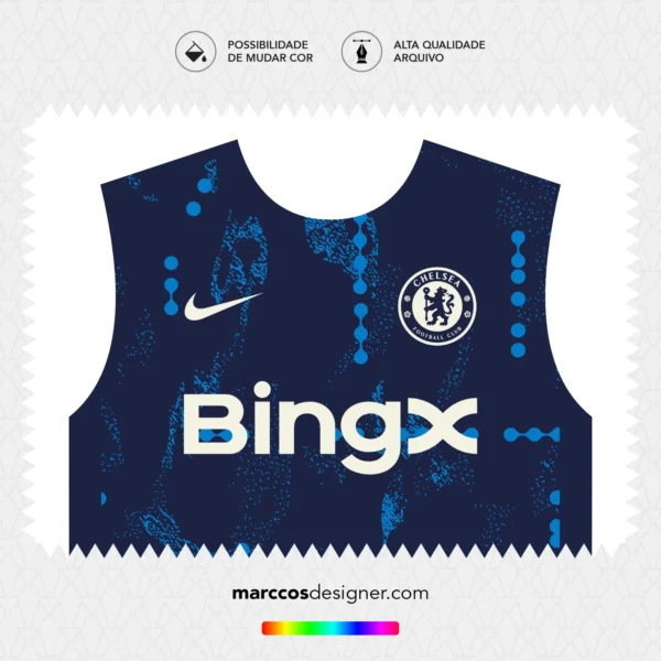 Arte Vetor Camisa Chelsea Pré-Jogo 2024.2025