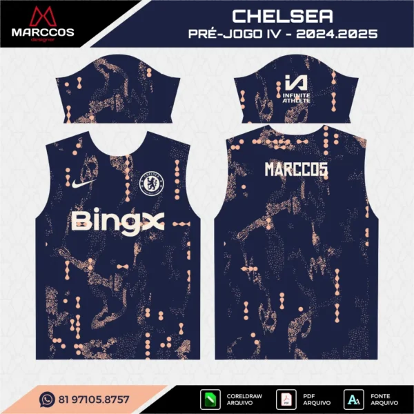Arte Vetor Camisa Chelsea Pré-Jogo IV 2024.2025