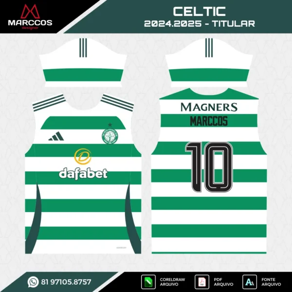 Arte Vetor Camisa Celtic Titular 2024.2025