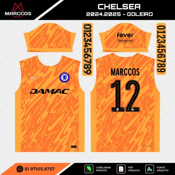 Arte Vetor Camisa Chelsea Goleiro 2024.2025