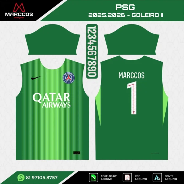 Arte Vetor Camisa PSG Goleiro II 2025.2026