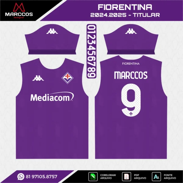 Arte Vetor Camisa Fiorentina Titular 2024.2025