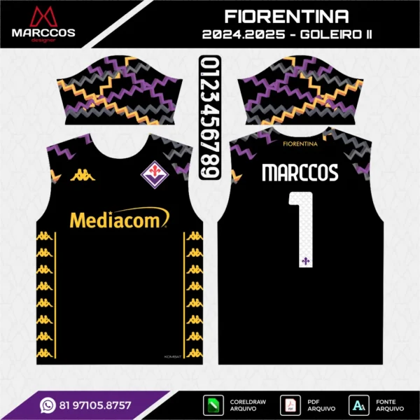 Arte Vetor Camisa Fiorentina Goleiro II 2024.2025