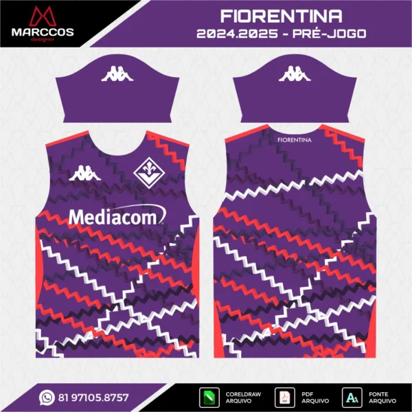 Arte Vetor Camisa Fiorentina Pré-Jogo 2024.2025