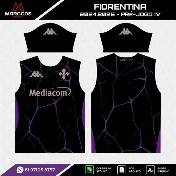 Arte Vetor Camisa Fiorentina Pré-Jogo IV 2024.2025