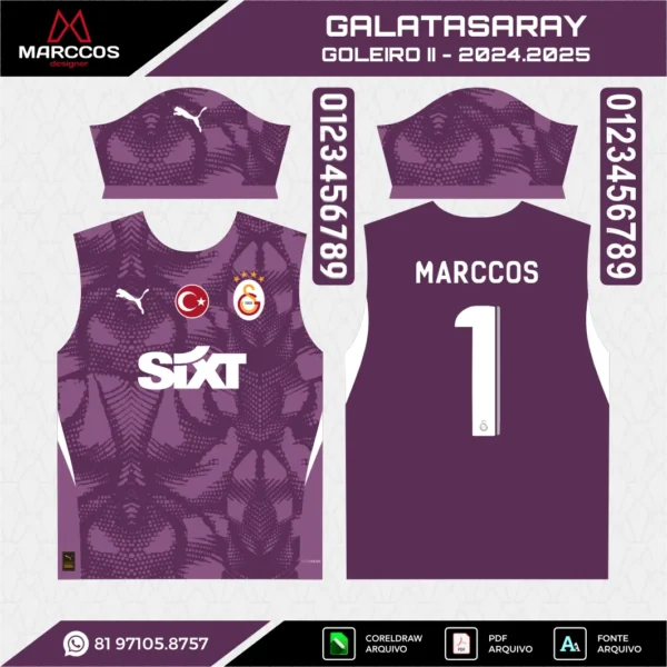 Arte Vetor Camisa Galatasaray Goleiro II 2024.2025