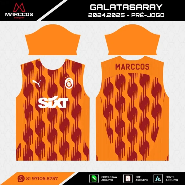 Arte Vetor Camisa Galatasaray Pré-Jogo 2024.2025