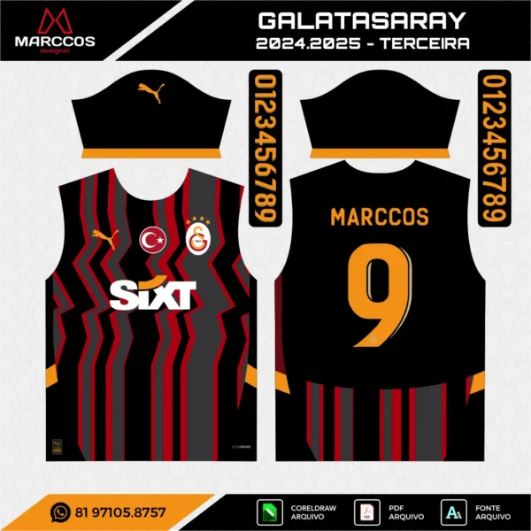Arte Vetor Terceira Camisa Galatasaray 2024.2025