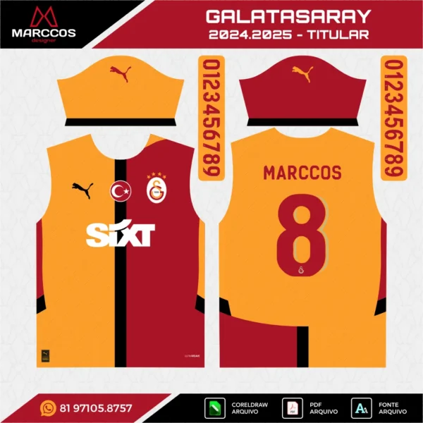 Arte Vetor Camisa Galatasaray Titular 2024.2025