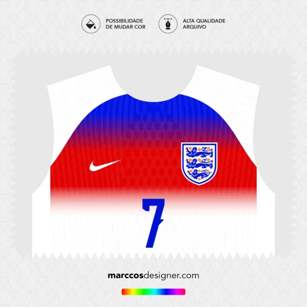 Arte Vetor Camisa Inglaterra Feminina Titular 2025.2026
