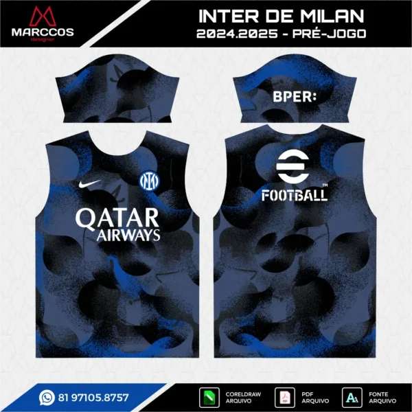 Arte Vetor Camisa Inter de Milan Pré-Jogo 2024.2025