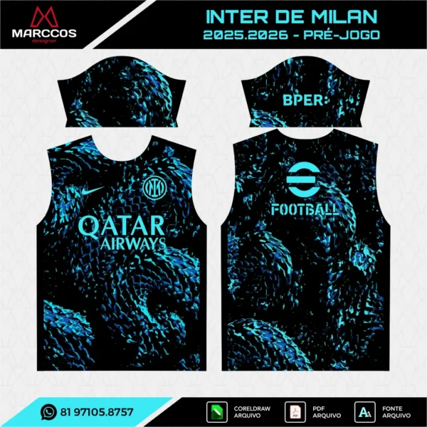 Arte Camisa Inter de Milan Pré-Jogo 2025.2026