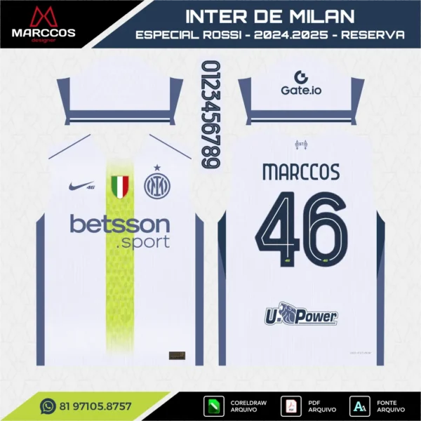 Arte Vetor Camisa Inter de Milan Reserva Especial Rossi 2024.2025