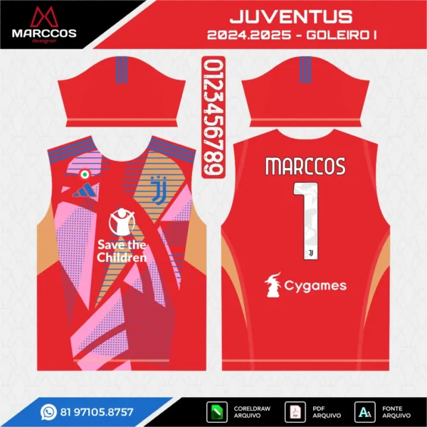 Arte Vetor Camisa Juventus Goleiro 2024.2025 Arte Vetor Camisa Juventus Goleiro 2024.2025