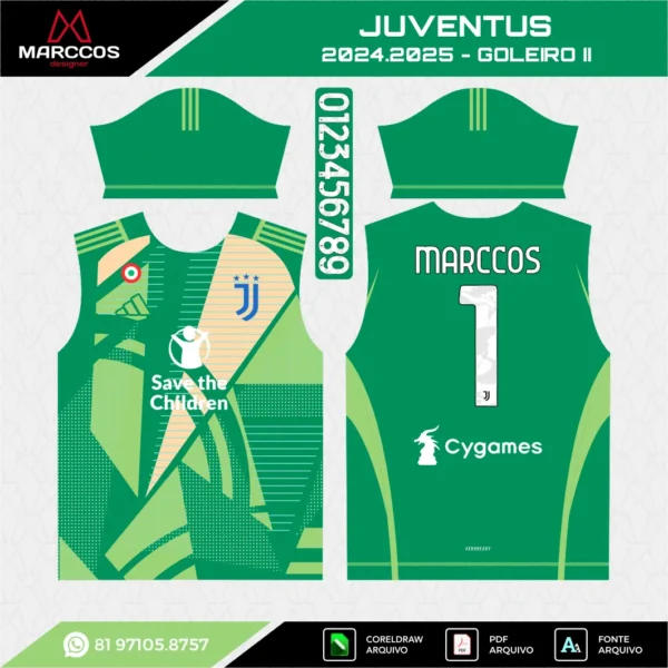 Arte Vetor Camisa Juventus Goleiro II 2024.2025 Arte Vetor Camisa Juventus Goleiro II 2024.2025