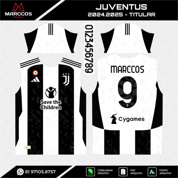 Arte Vetor Camisa Juventus Titular 2024.2025 Arte Vetor Camisa Juventus Titular 2024.2025