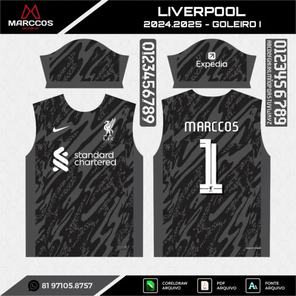Arte Vetor Camisa Liverpool Goleiro 2024.2025