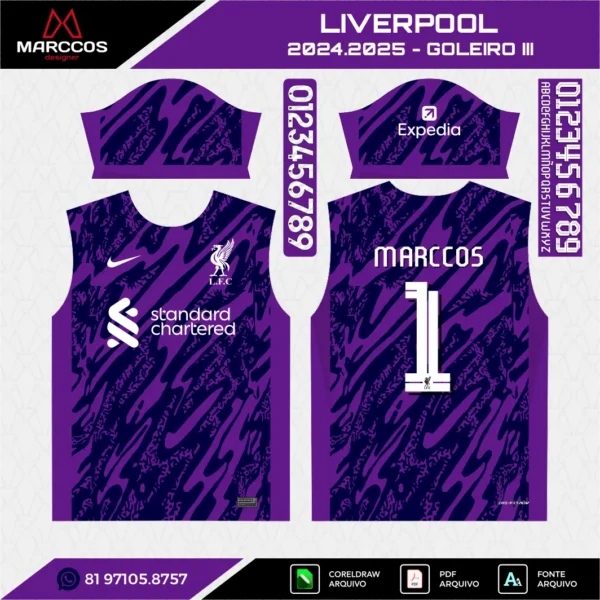 Arte Vetor Camisa Liverpool Goleiro 2024.2025