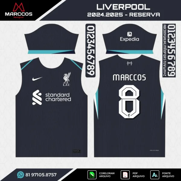 Arte Vetor Camisa Liverpool Reserva 2024.2025