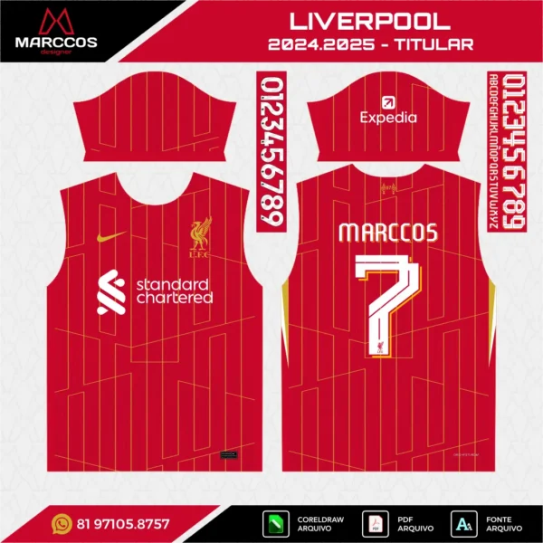 Arte Vetor Camisa Liverpool Titular 2024.2025