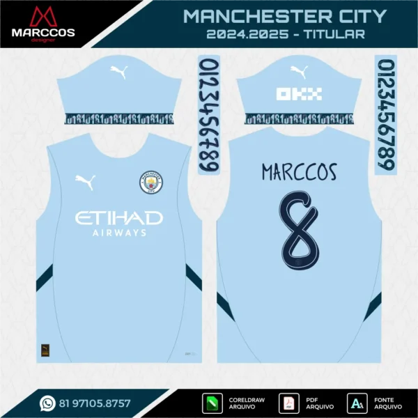 Arte Vetor Camisa Manchester City Titular 2024.2025