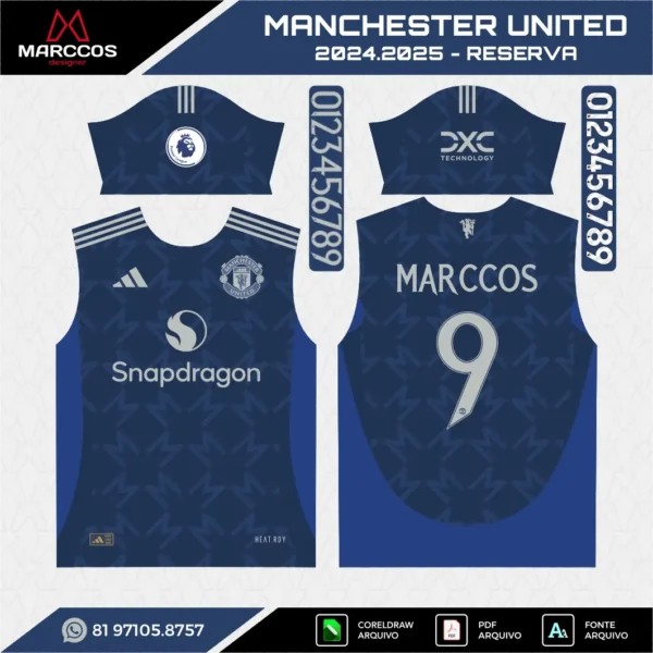 Arte Vetor Camisa Manchester United Reserva 2024.2025