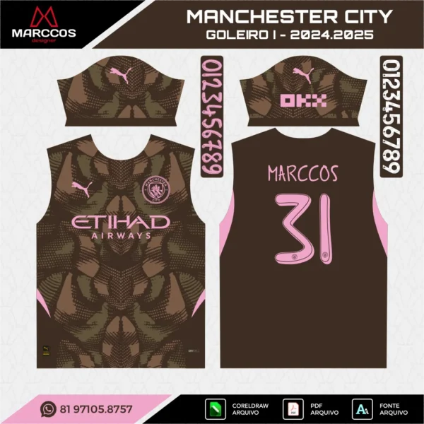 Arte Vetor Camisa Manchester City Goleiro 2024.2025