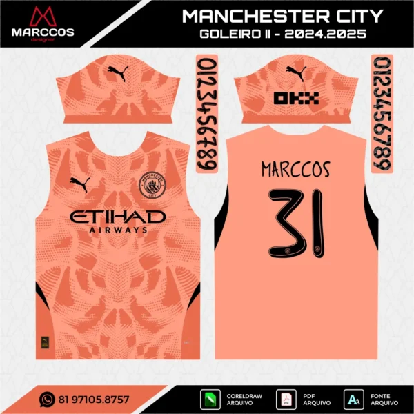 Arte Vetor Camisa Manchester City Goleiro 2024.2025