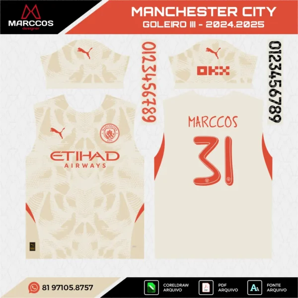 Arte Vetor Camisa Manchester City Goleiro 2024.2025