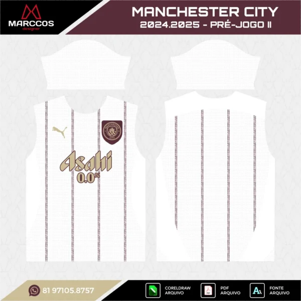Arte Vetor Camisa Manchester City Pré-Jogo 2024.2025