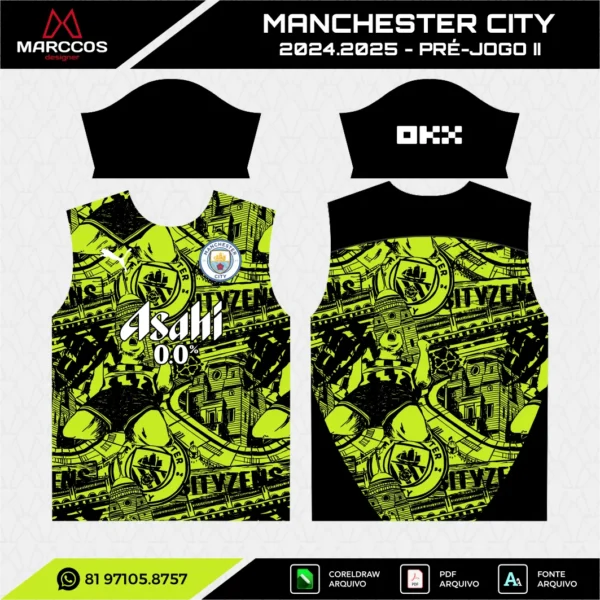 Arte Vetor Camisa Manchester City Pré-Jogo 2024.2025