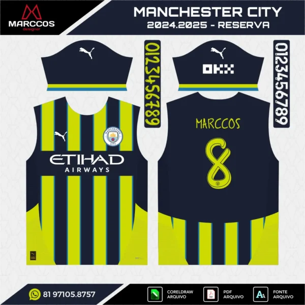 Arte Vetor Camisa Manchester City Reserva 2024.2025