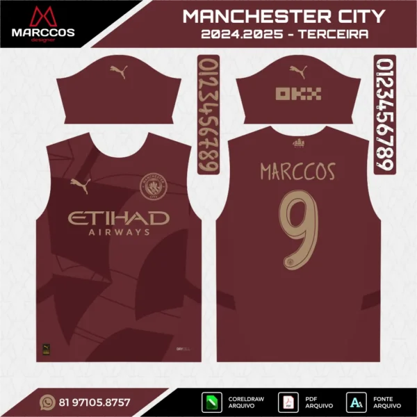Arte Vetor Terceira Camisa Manchester City 2024.2025