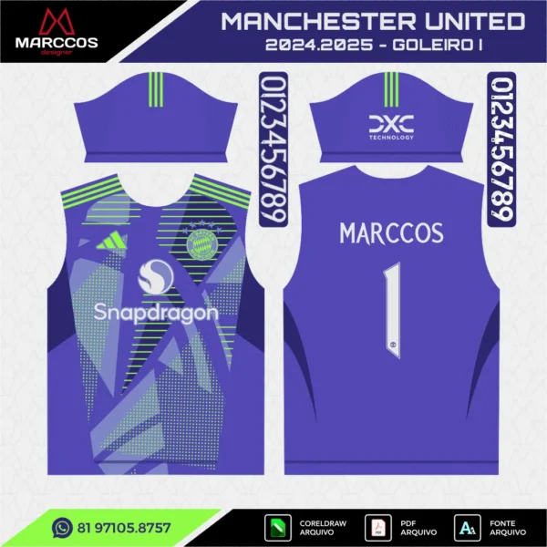 Arte Vetor Camisa Manchester United Goleiro 2024.2025