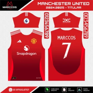 Arte Vetor Camisa Manchester United Titular 2024.2025