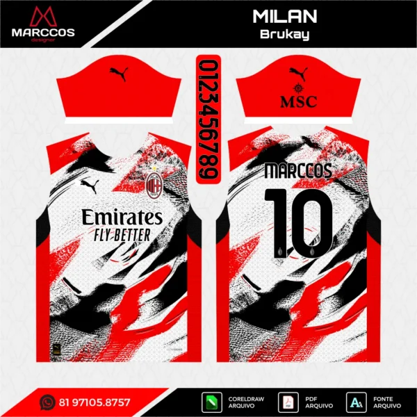 Arte Vetor Camisa Milan Brukay