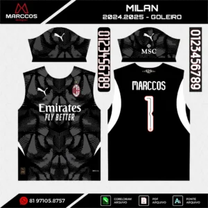 Arte Vetor Camisa Milan Goleiro 2024.2025