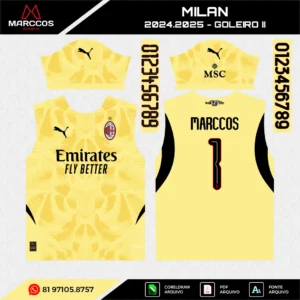 Arte Vetor Camisa Milan Goleiro 2024.2025