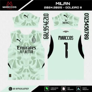 Arte Vetor Camisa Milan Goleiro 2024.2025