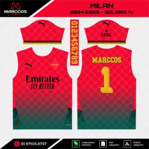 Arte Vetor Camisa Milan Goleiro 2024.2025