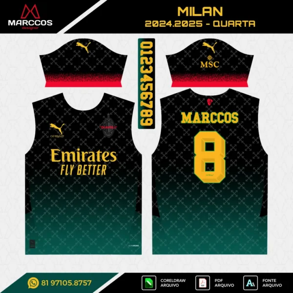 Arte Vetor Quarta Camisa Milan 2024.2025