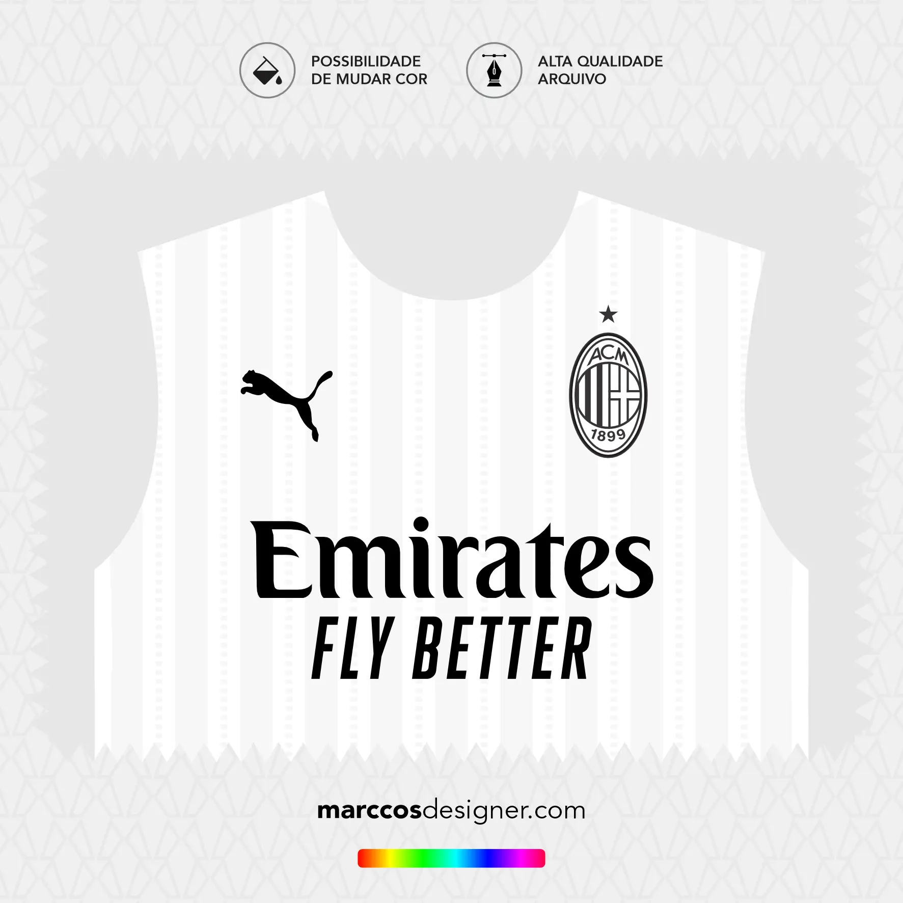 Arte Vetor Camisa Milan Reserva 2024.2025