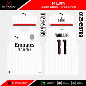 Arte Vetor Camisa Milan Reserva 2024.2025
