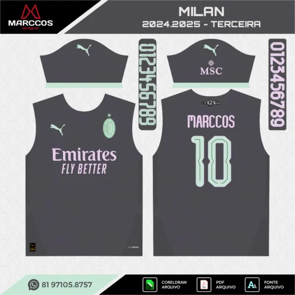 Arte Vetor Terceira Camisa Milan 2024.2025