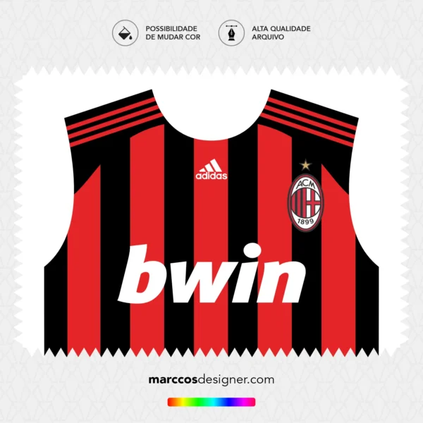 Arte Vetor Camisa Milan Titular 2009.2010