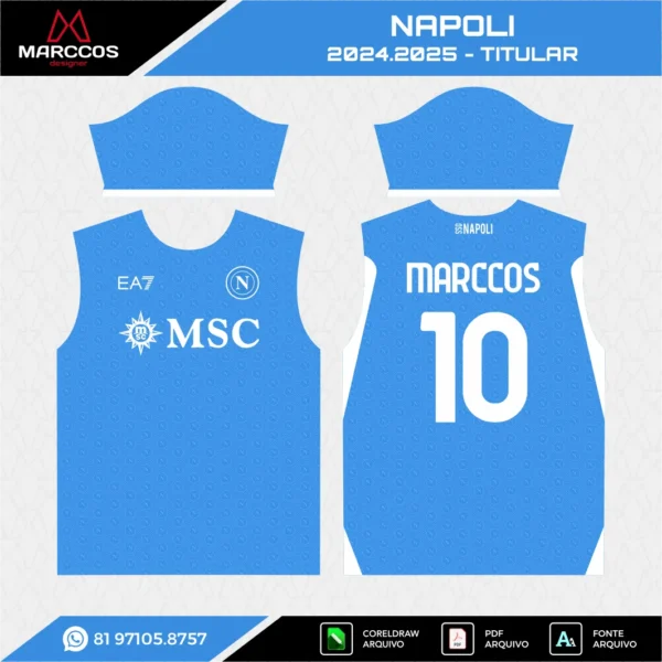 Arte Vetor Camisa Napoli Titular 2024.2025