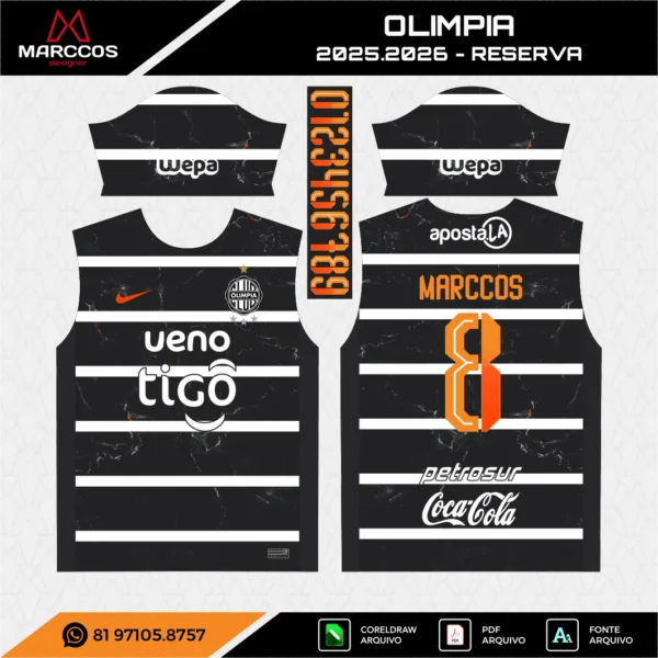 Arte Vetor Camisa Olimpia Reserva 2025.2026